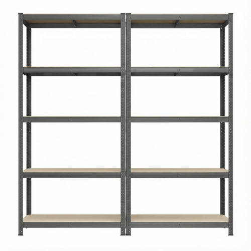 2er Set Lagerregal 200 cm hoch grau