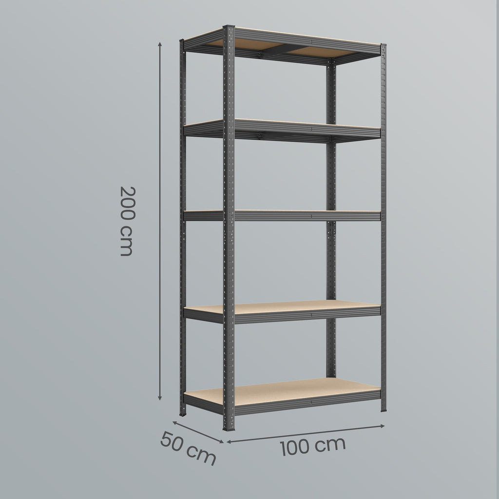 2er Set Lagerregal 200 cm hoch grau