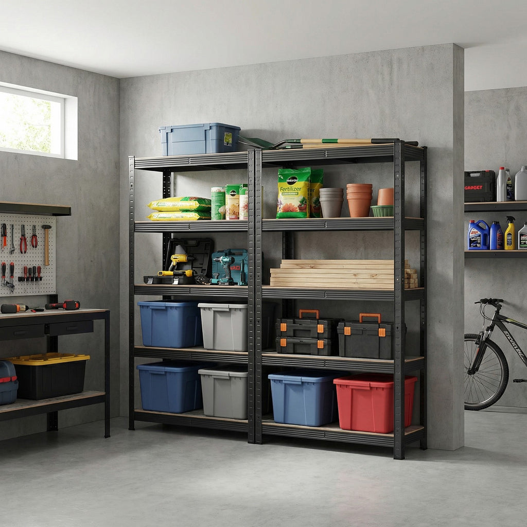 2er Set Lagerregal 200 cm hoch grau