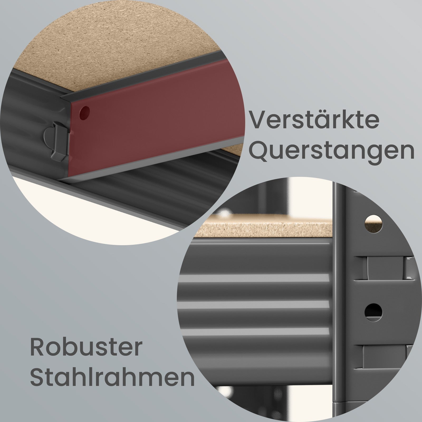 2er Set Lagerregal 200 cm hoch grau