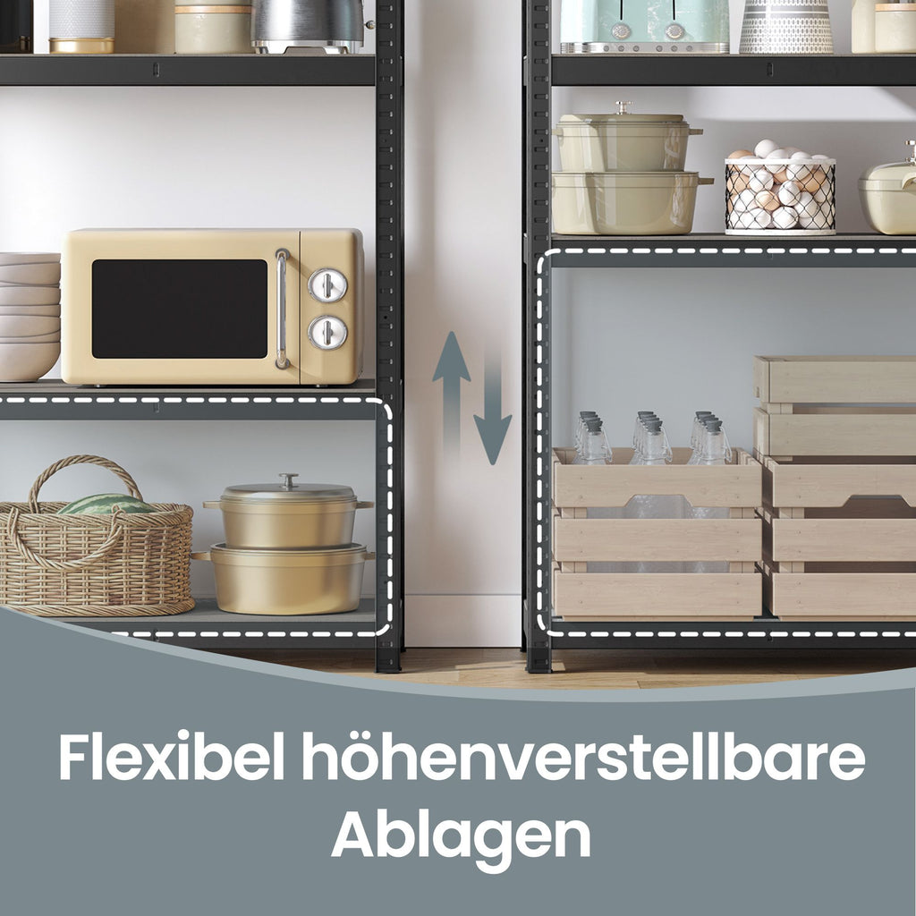 Lagerregal 5 Ebenen, Standregal 60 x 120 x 200 cm, Regal mit verstellbaren Ablagen