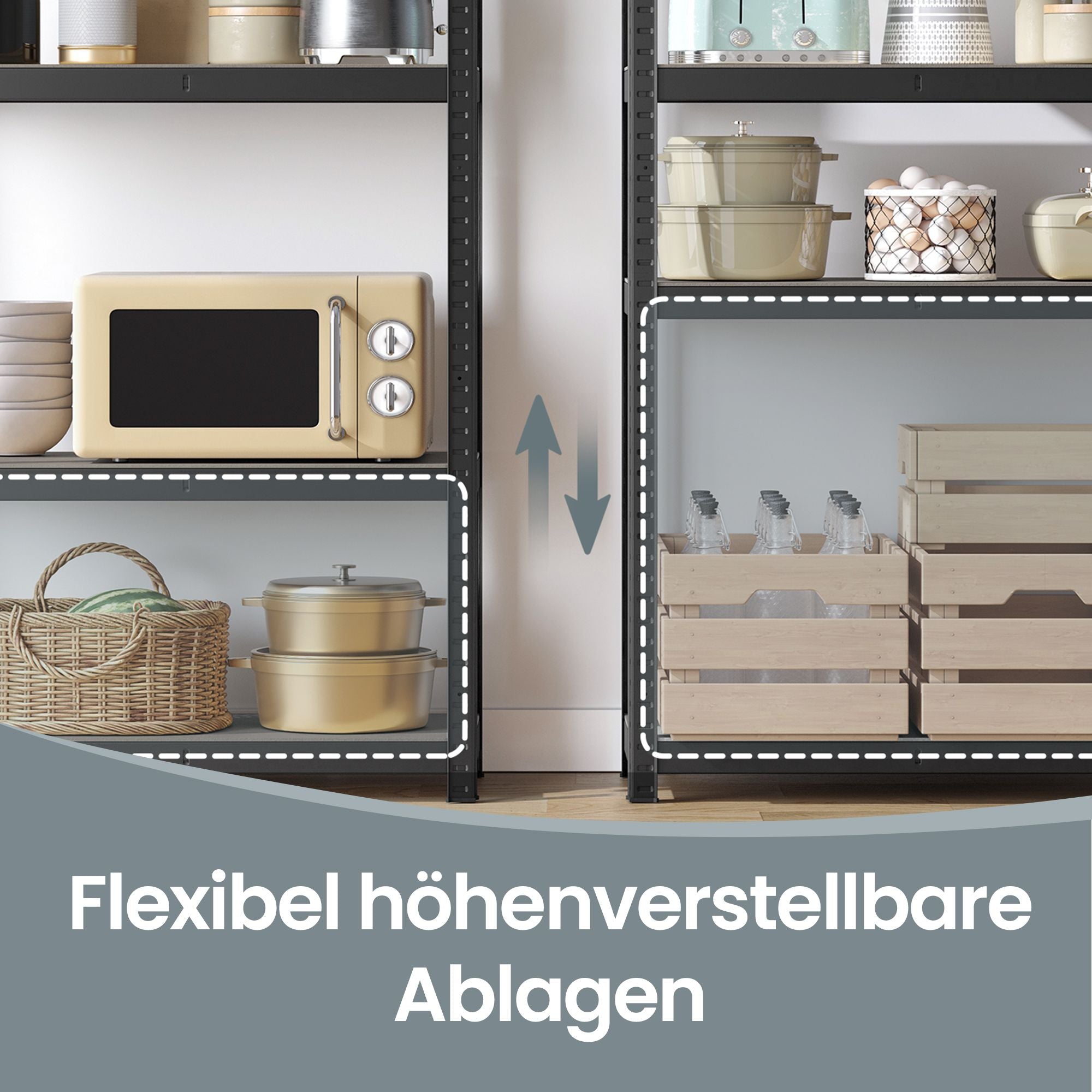 Lagerregal 5 Ebenen, Standregal 60 x 120 x 200 cm, Regal mit verstellbaren Ablagen