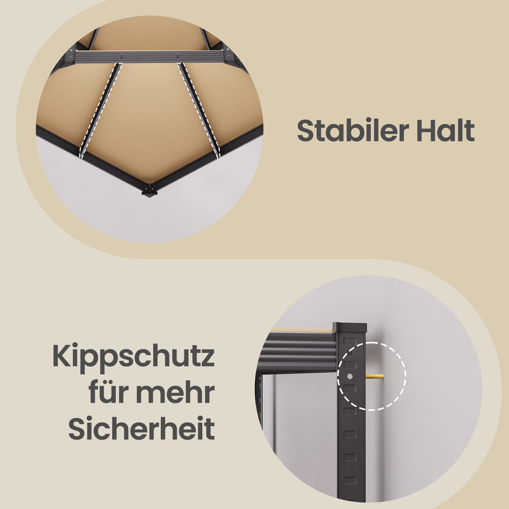 Eckregal 5 Ebenen, Schwerlastregal, Metall