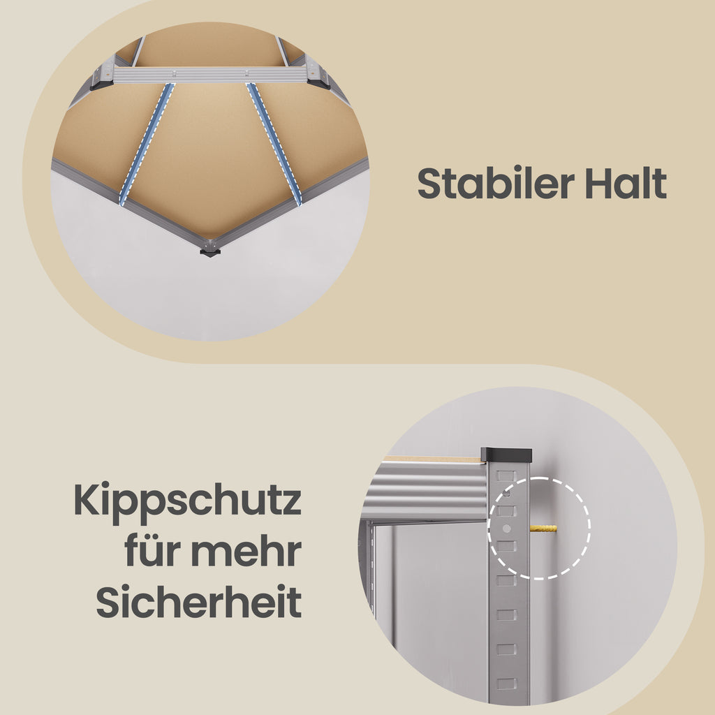 Eckregal 5 Ebenen, Schwerlastregal, Metall