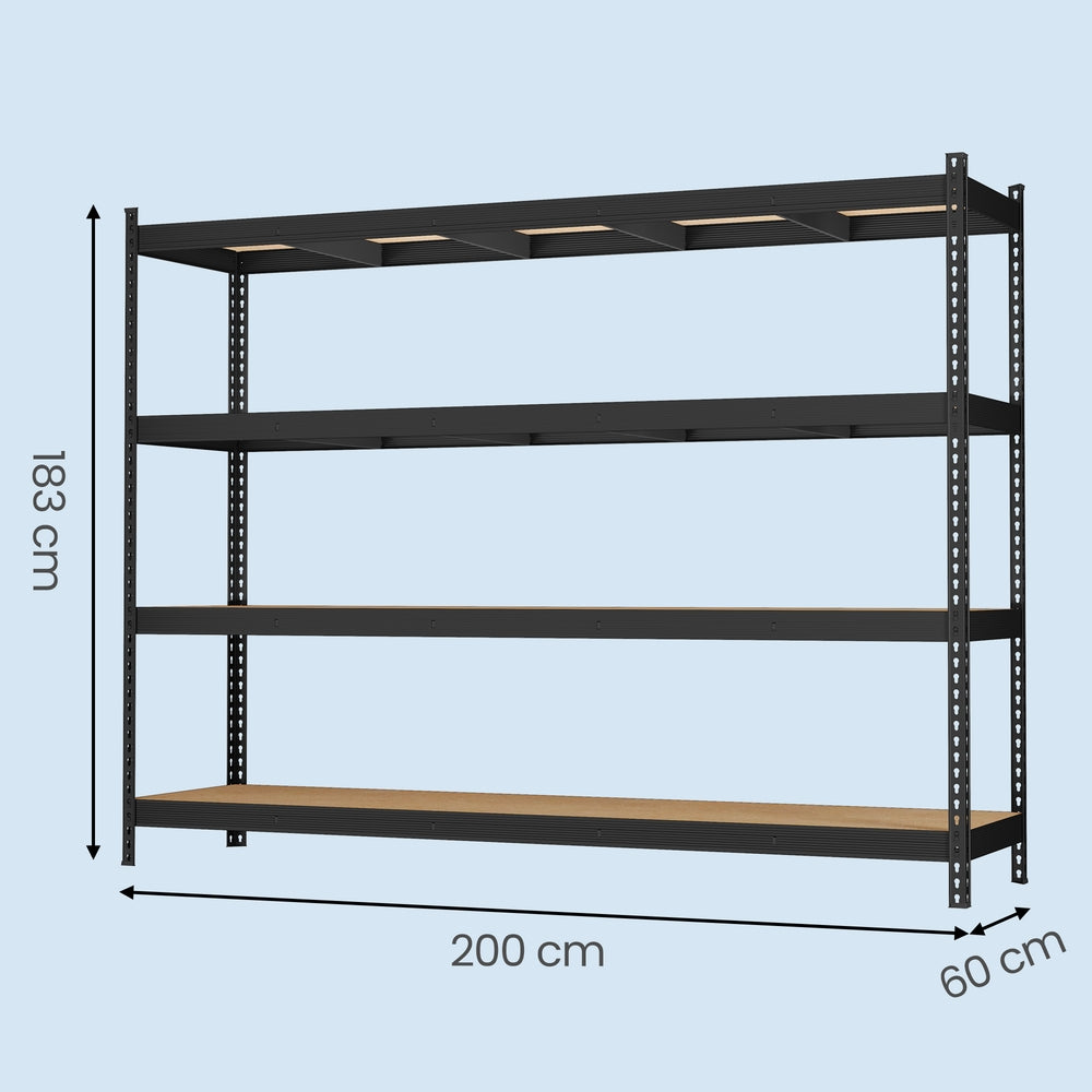 Schwerlastregal, Standregal mit 4 Ablagen, 60 x 200 x 183 cm