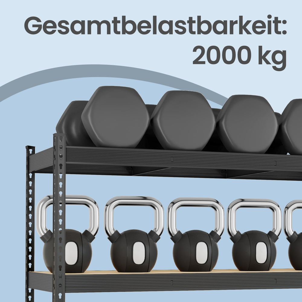 Schwerlastregal, Standregal mit 4 Ablagen, 60 x 200 x 183 cm