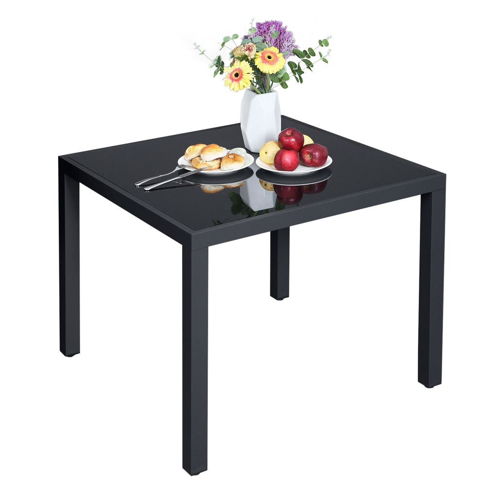 Terrassentisch mit Glasplatte Schwarz