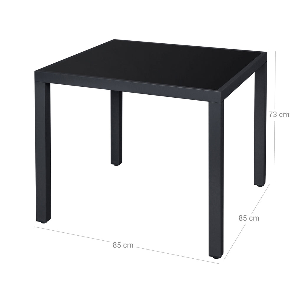 Terrassentisch mit Glasplatte Schwarz