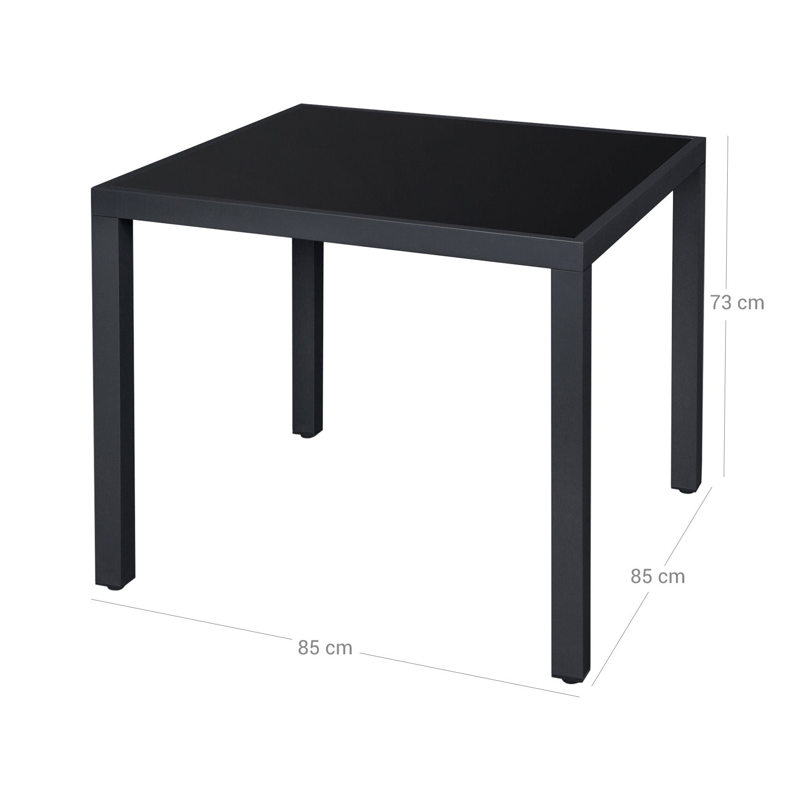 Terrassentisch mit Glasplatte Schwarz