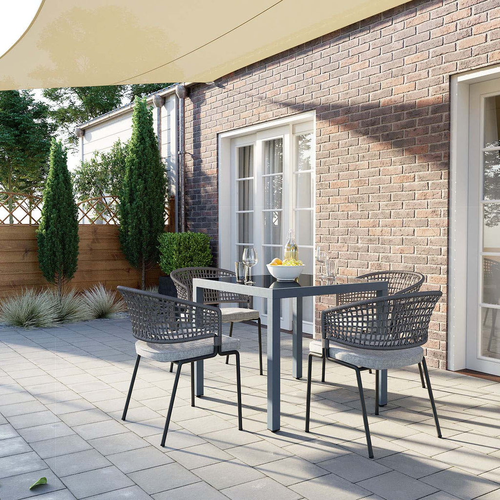 Terrassentisch mit Glasplatte Grau