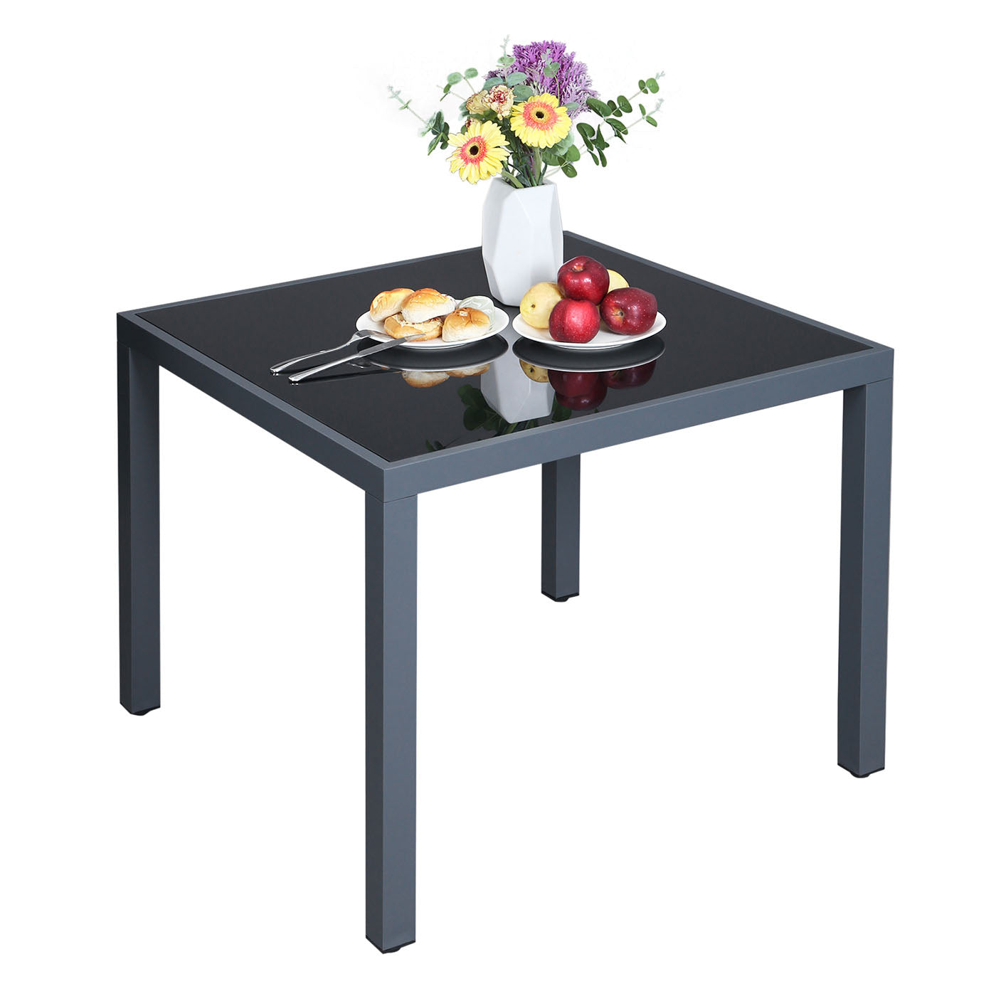 Terrassentisch mit Glasplatte Grau
