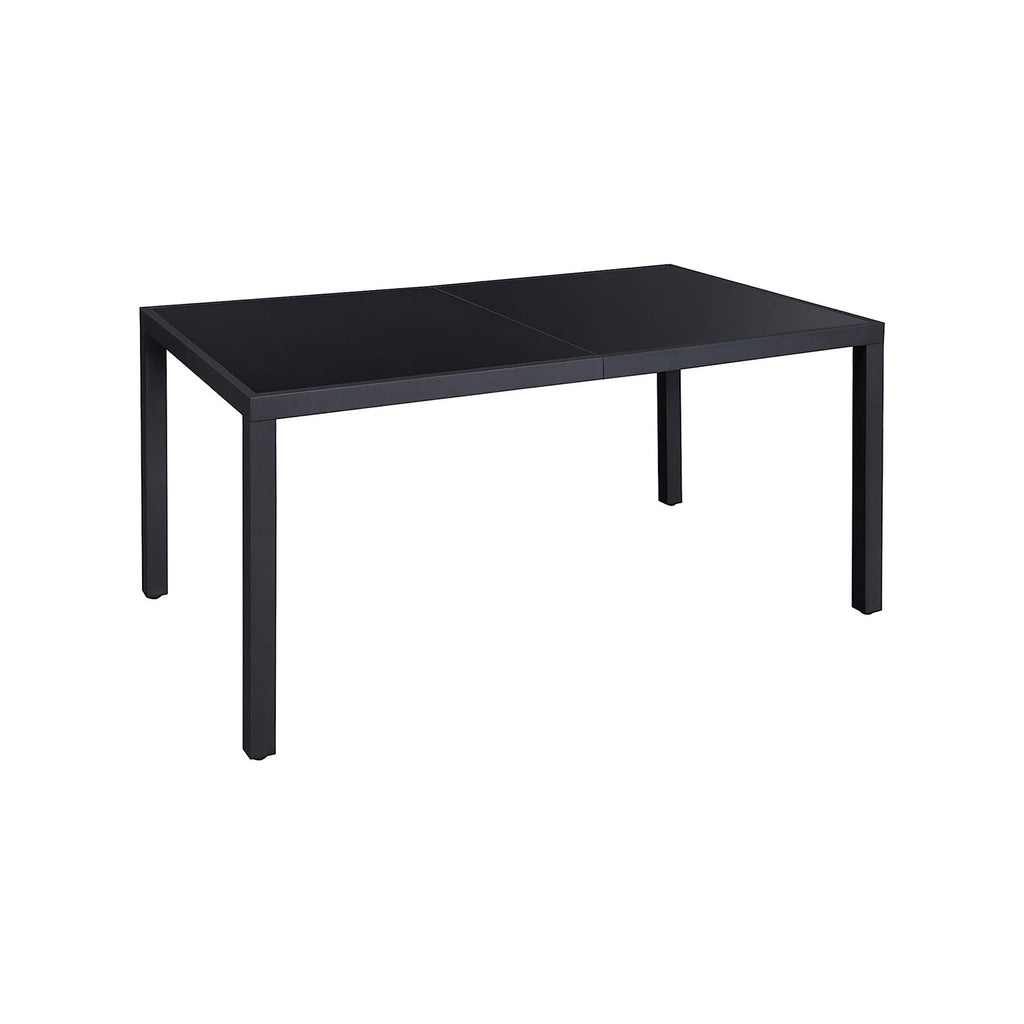 Großer Gartentisch mit Glas Schwarz