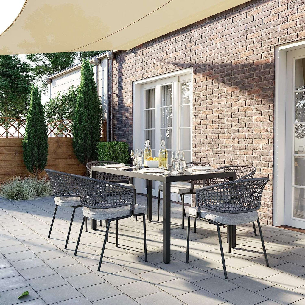Großer Gartentisch mit Glas Schwarz
