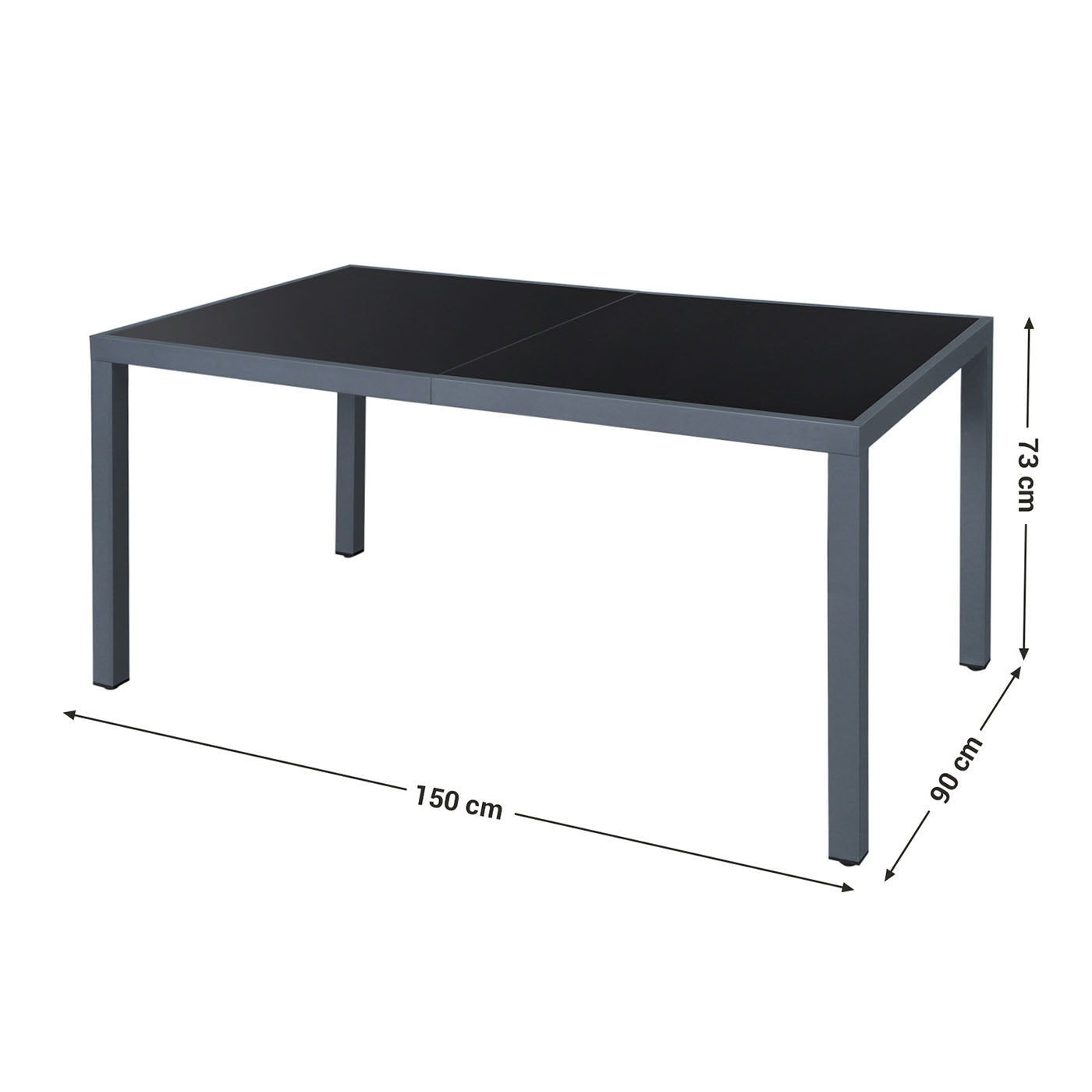 Großer Gartentisch mit Glas Grau