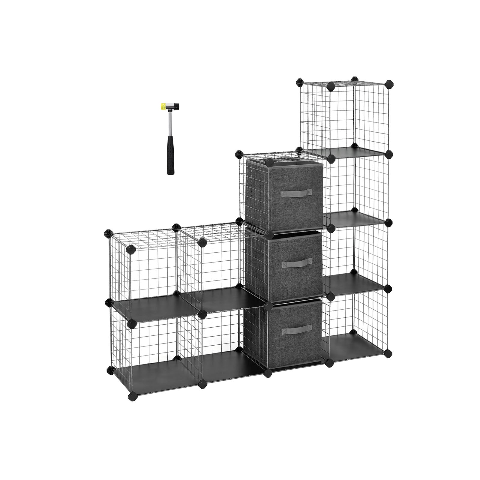 Gitterregal 12 Würfel 3 Boxen Schwarz