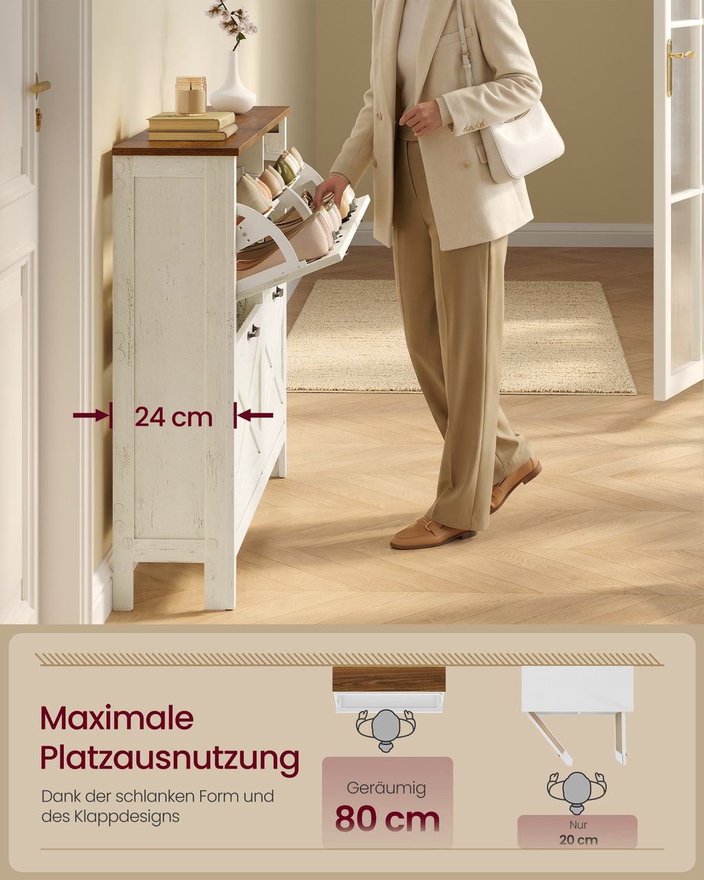 LIRY Kollektion - Schuhschrank 4 Klappen, Schuhkipper