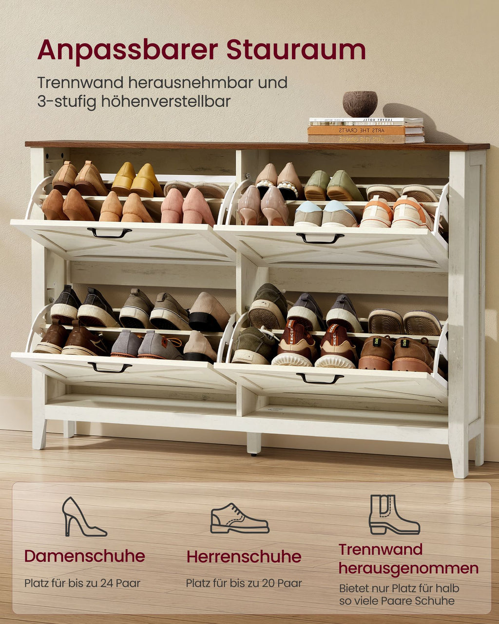 LIRY Kollektion - Schuhschrank 4 Klappen, Schuhkipper