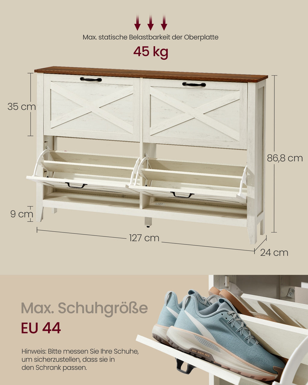 LIRY Kollektion - Schuhschrank 4 Klappen, Schuhkipper