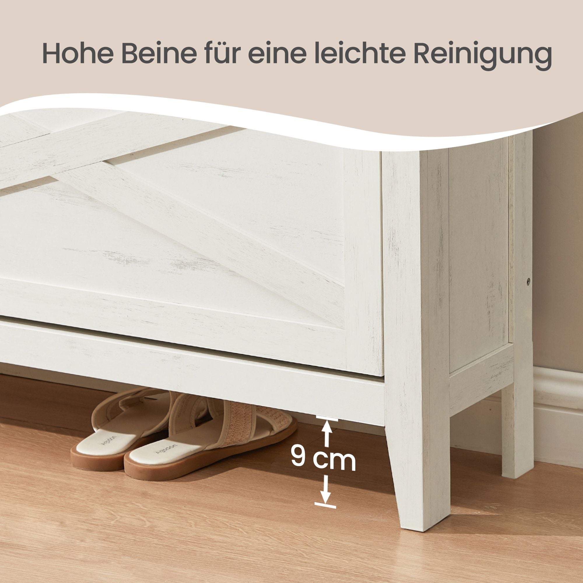 Schuhschrank 4 Klappen, Schuhkipper, freistehendes schmales Schuhregal, weiß