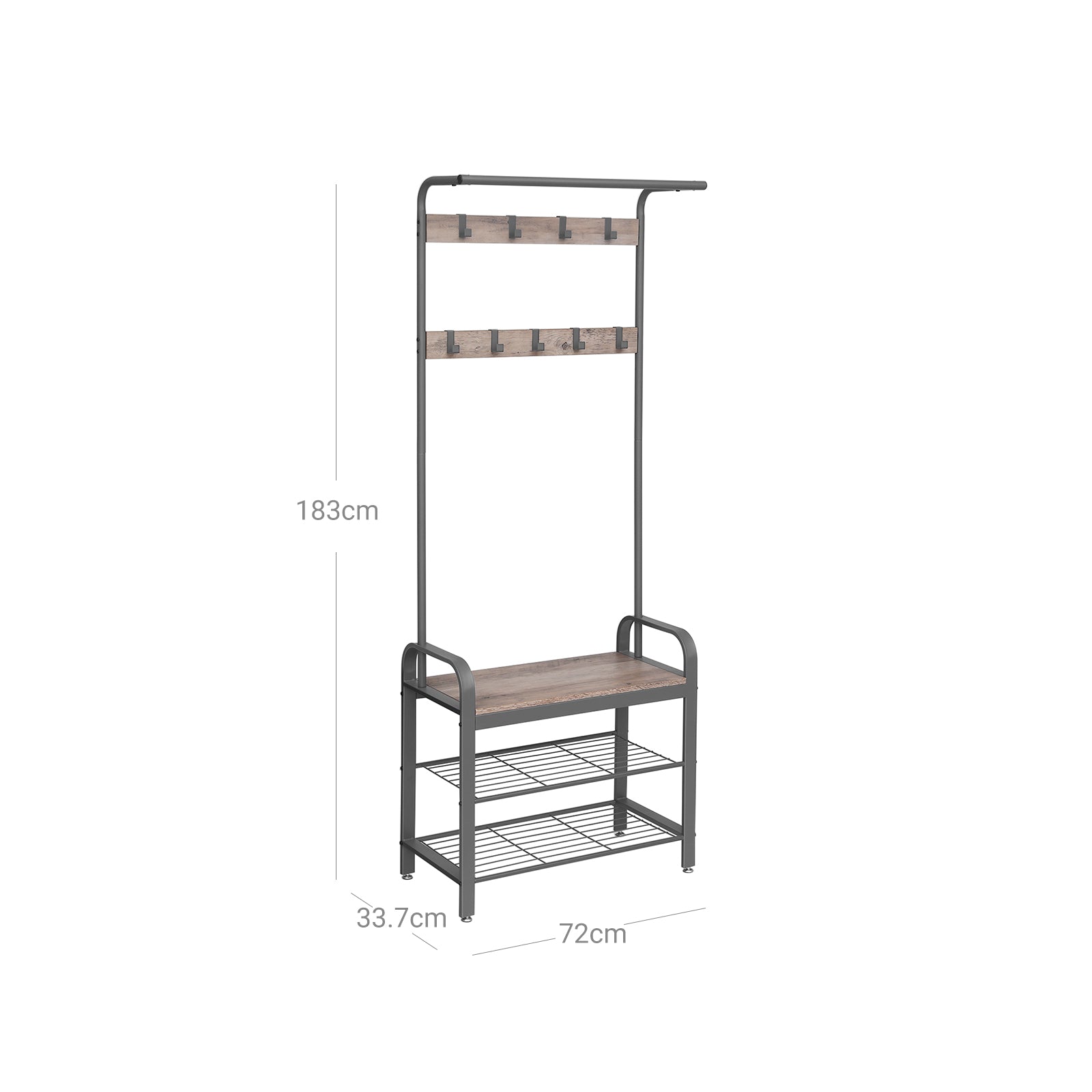 Garderobenständer 183 cm hoch Greige-Grau