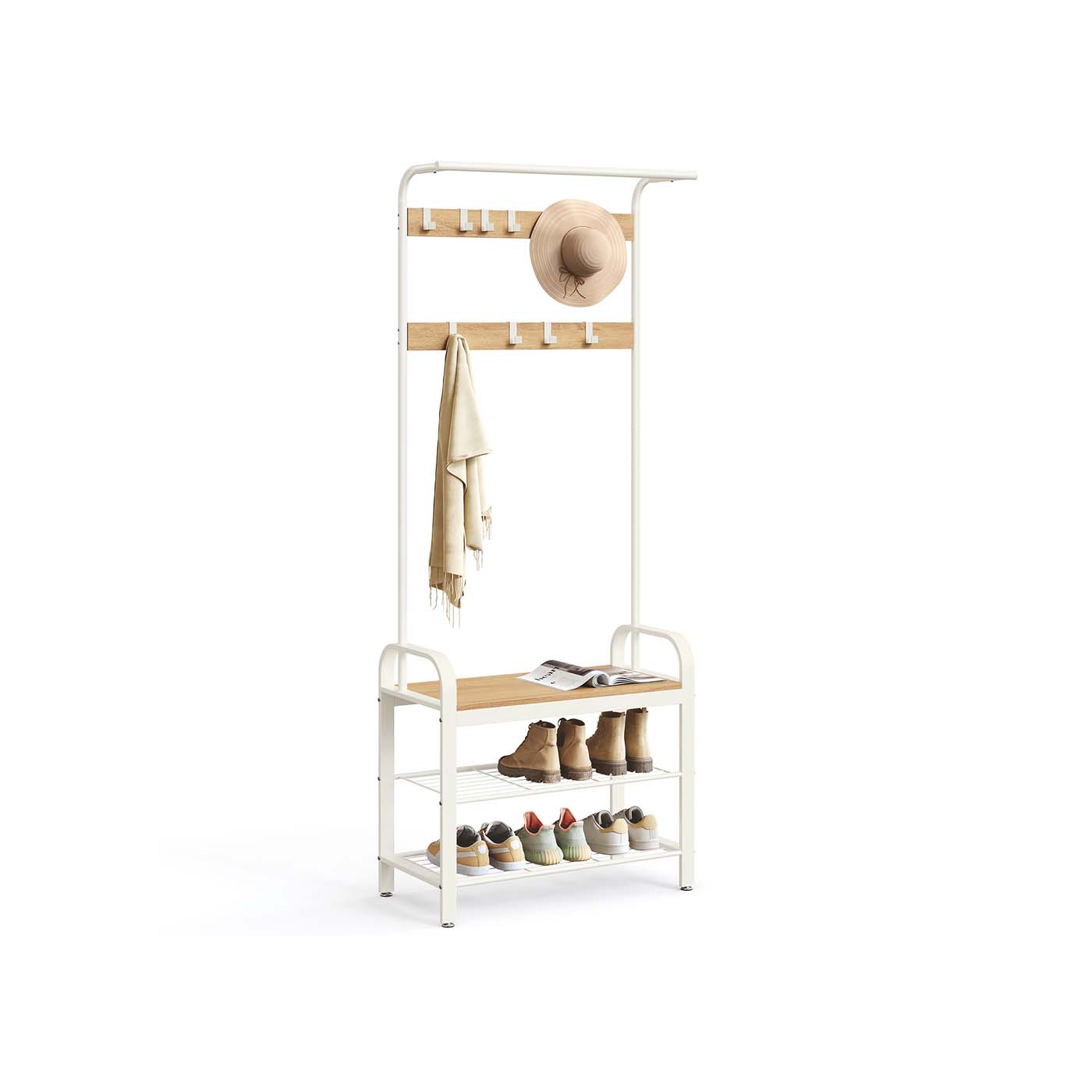 Garderobe & Schuhregal Weiß-Naturfarbe