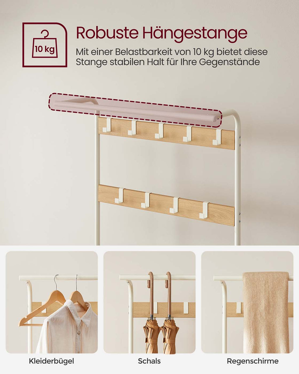 Garderobe & Schuhregal Weiß-Naturfarbe