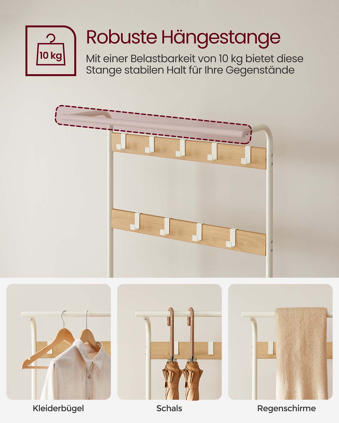 Garderobe & Schuhregal Weiß-Naturfarbe