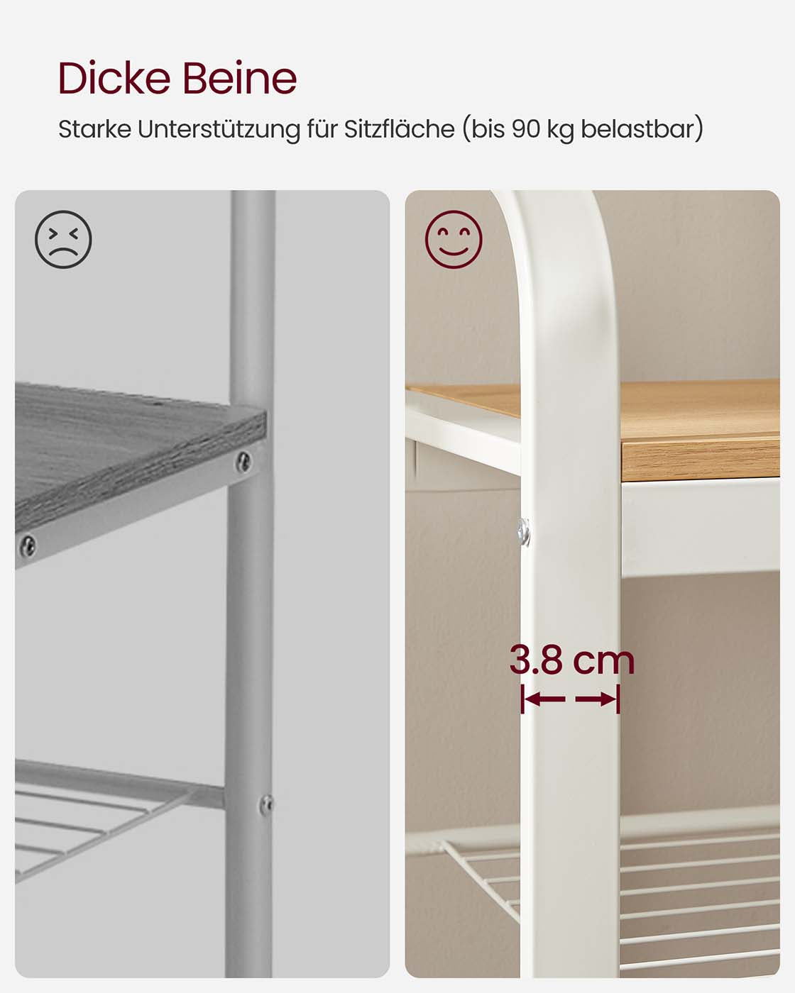 Garderobe & Schuhregal Weiß-Naturfarbe