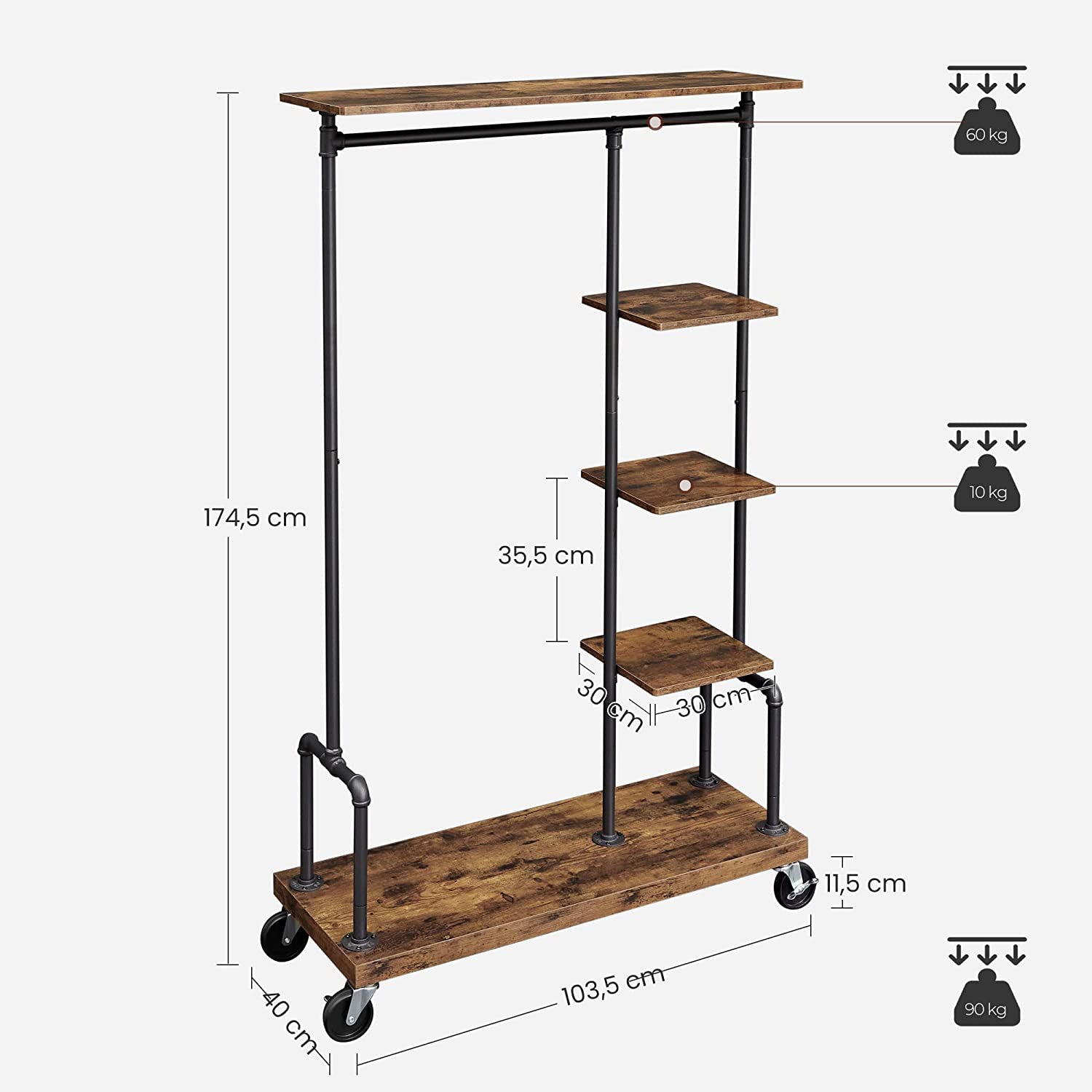 Garderobe mit Gitterablagen Industriestil