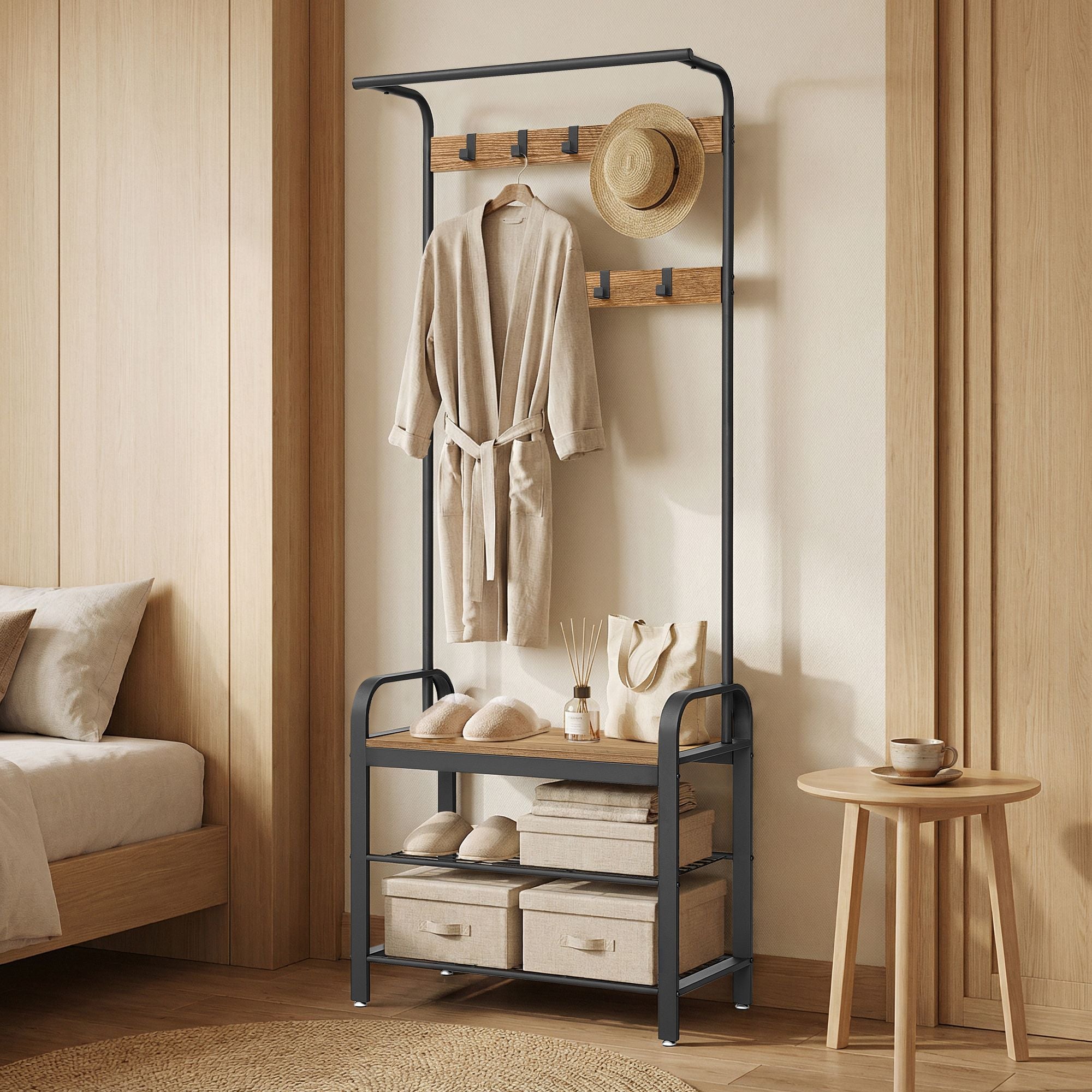 Garderobenständer, Garderobe, mit Schuhbank