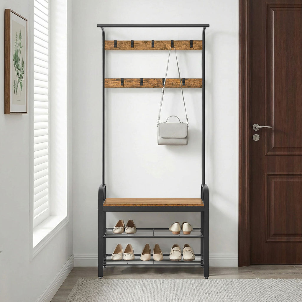 Garderobenständer, Garderobe, mit Schuhbank