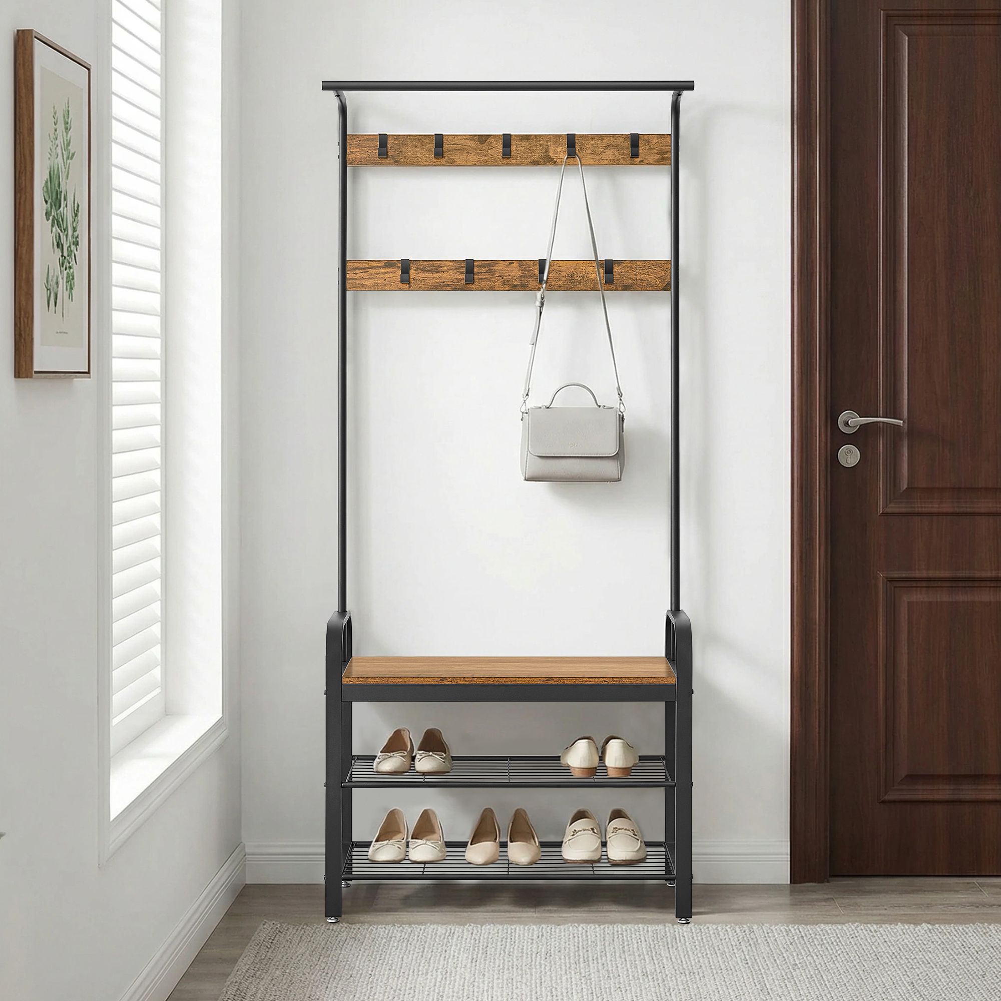 Garderobenständer, Garderobe, mit Schuhbank