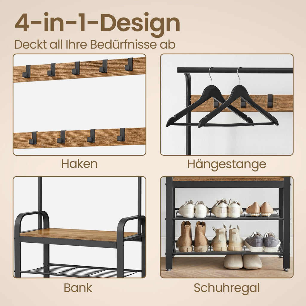 Garderobenständer, Garderobe, mit Schuhbank