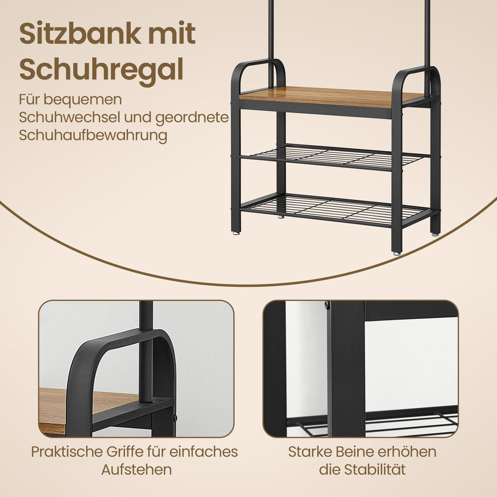 Garderobenständer, Garderobe, mit Schuhbank