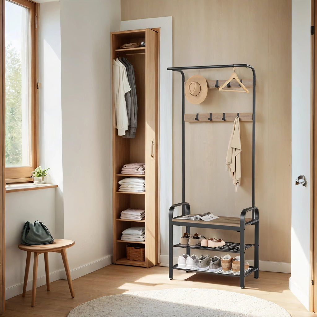 Garderobenständer, Garderobe, mit Schuhbank