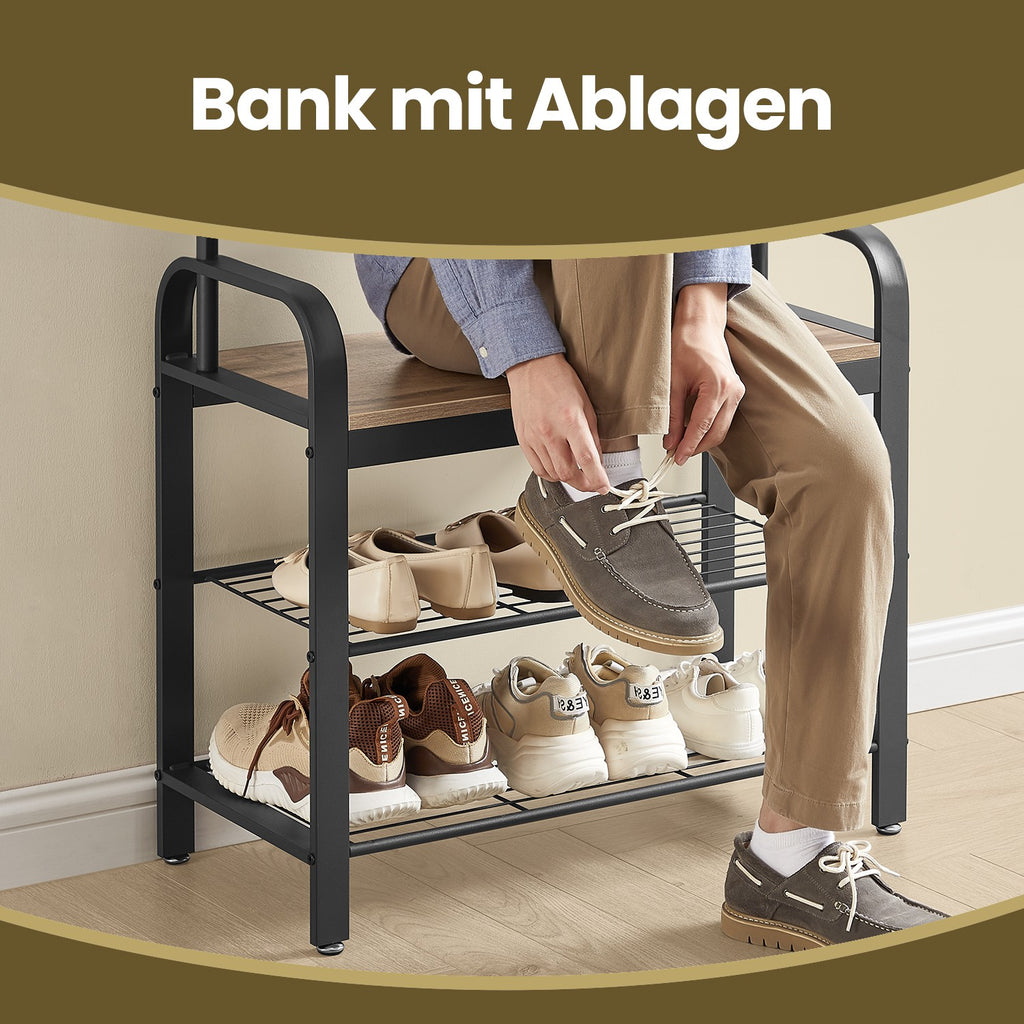 Garderobenständer, Garderobe, mit Schuhbank