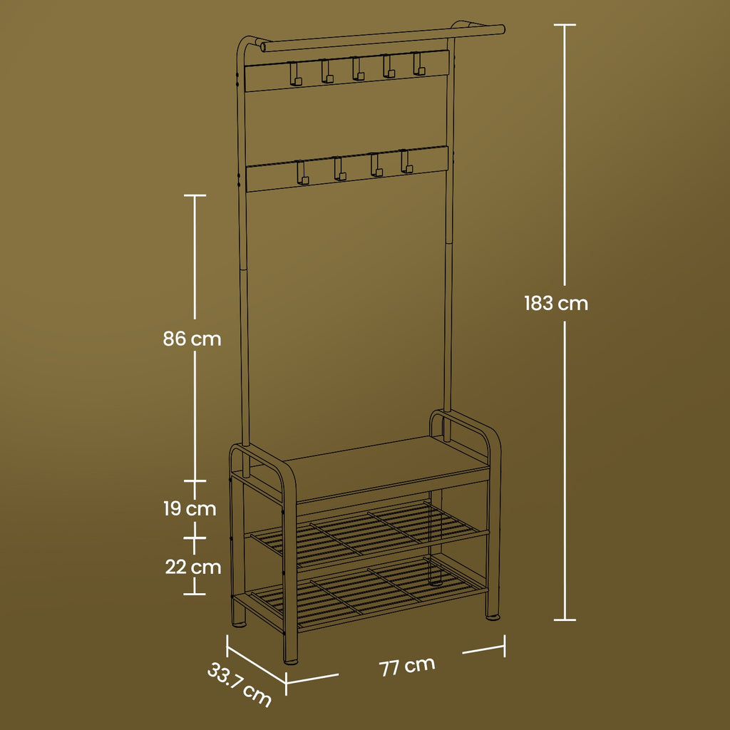 Garderobenständer, Garderobe, mit Schuhbank
