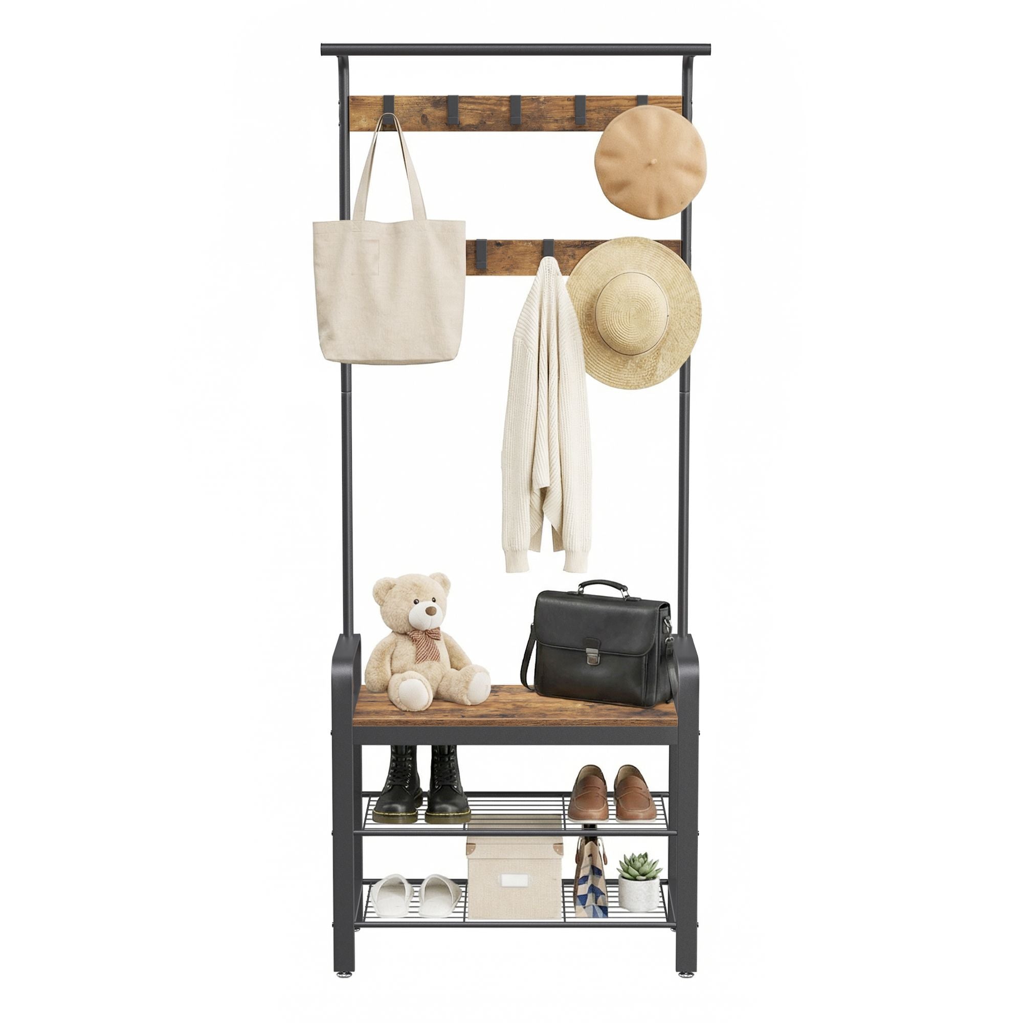 Garderobenständer, Garderobe, mit Schuhbank