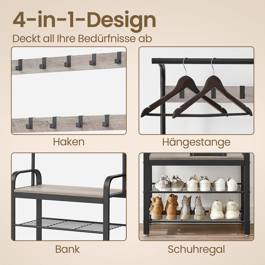 Garderobenständer, Garderobe, mit Schuhbank