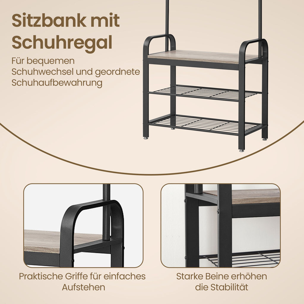 Garderobenständer, Garderobe, mit Schuhbank