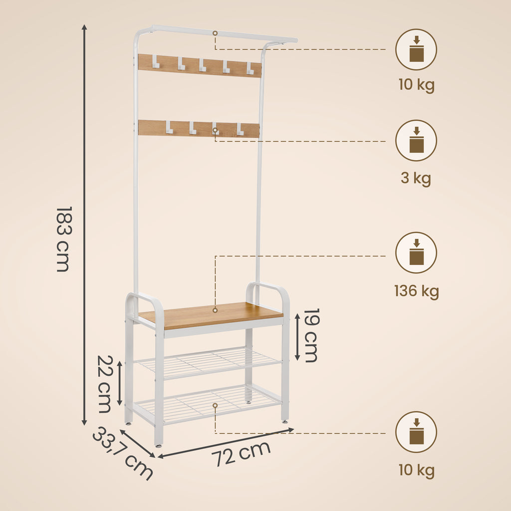 Garderobenständer, Garderobe, mit Schuhbank