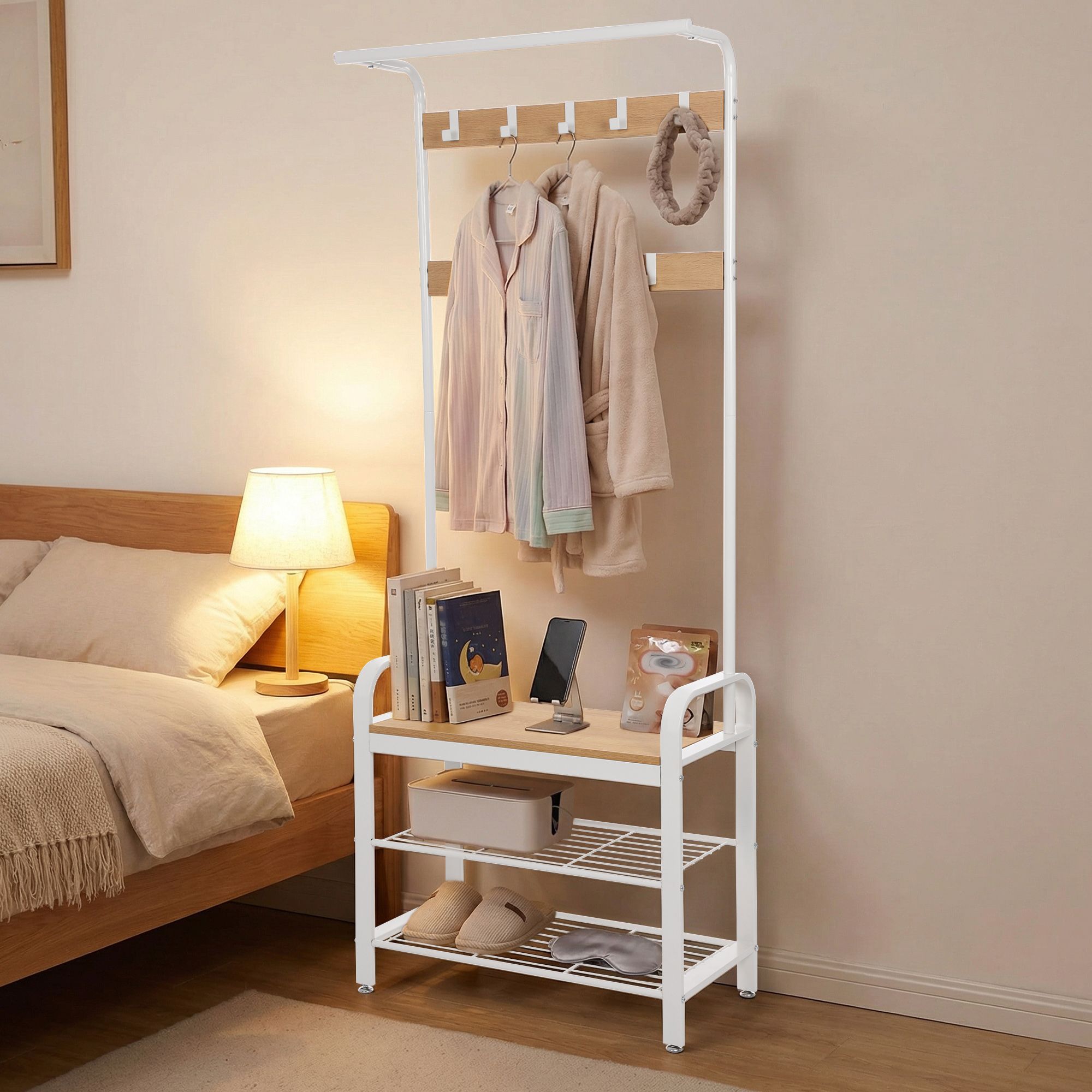 Garderobenständer, Garderobe, mit Schuhbank