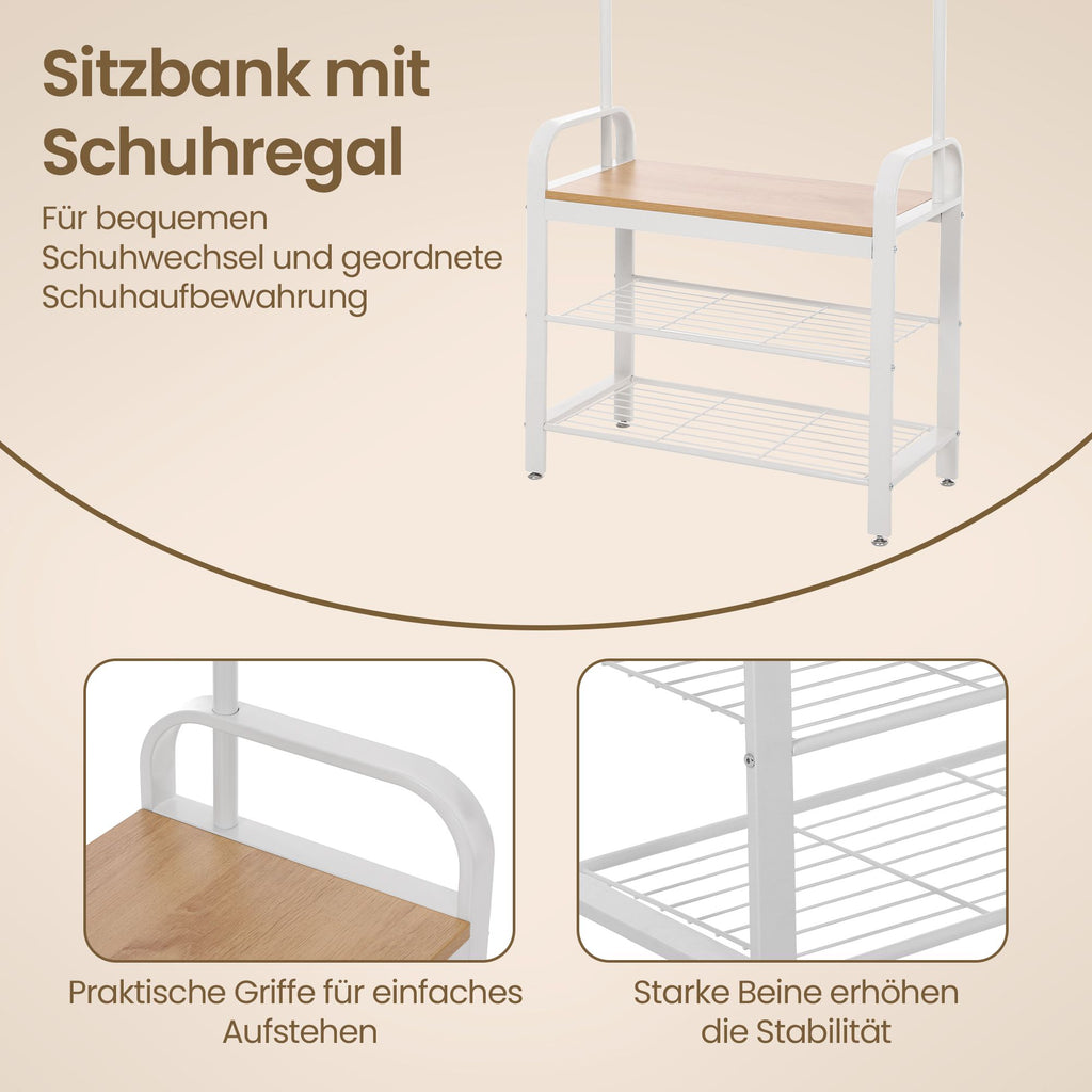 Garderobenständer, Garderobe, mit Schuhbank