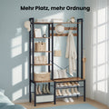 Garderobenständer mit Schuhbank, Garderobe, 5 Regalebenen aus Spanplatten