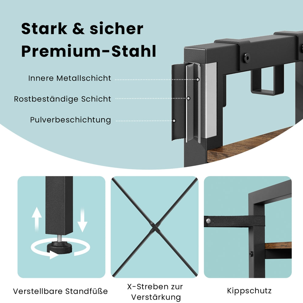 Garderobenständer mit Schuhbank, Garderobe, 5 Regalebenen aus Spanplatten
