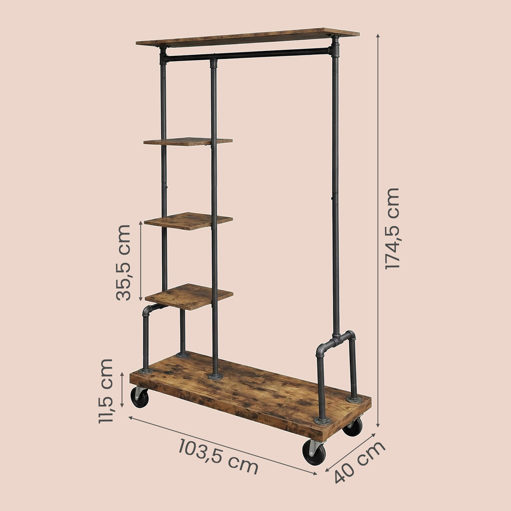 Kleiderständer, Industrie-Design, Kleiderständer auf Rädern