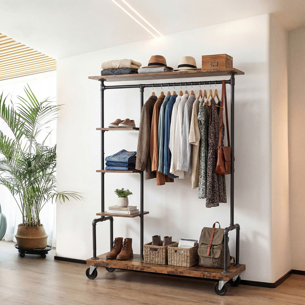 Kleiderständer, Industrie-Design, Kleiderständer auf Rädern