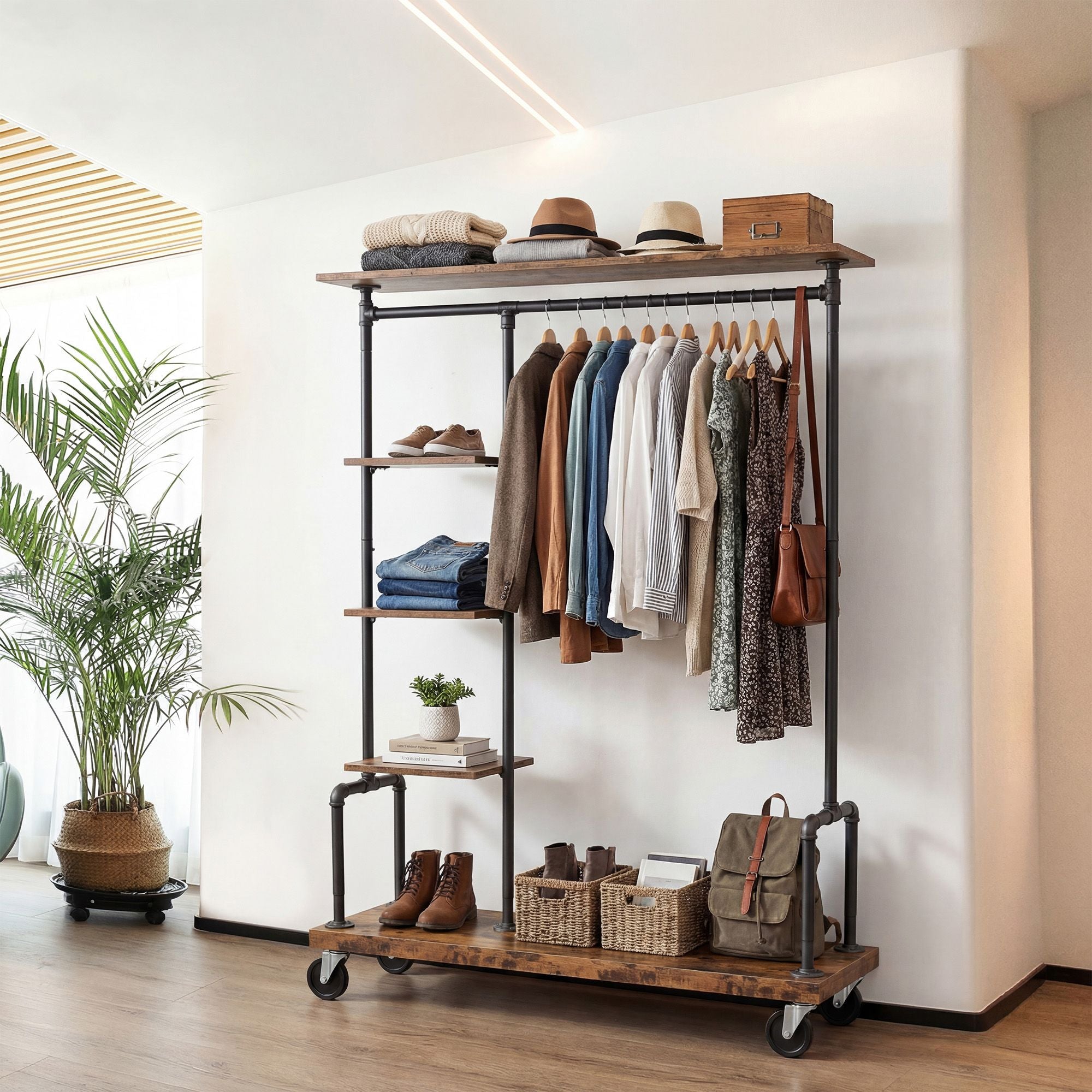 Kleiderständer, Industrie-Design, Kleiderständer auf Rädern