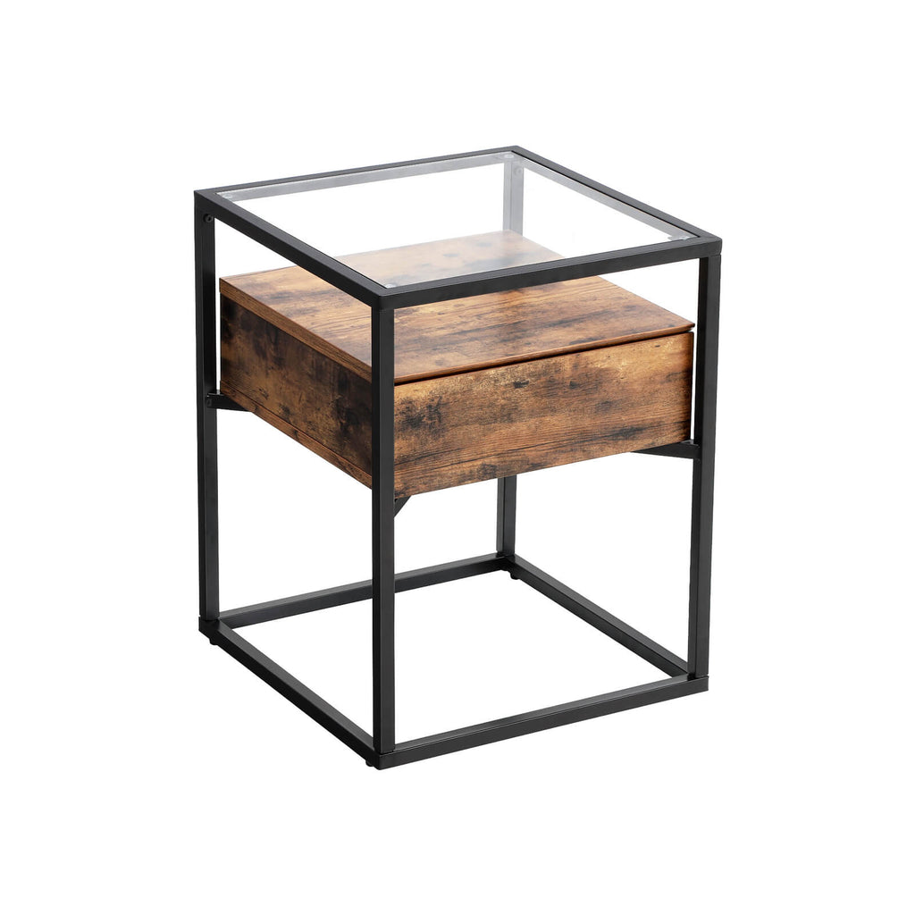 Industrie-Design Beistelltisch aus Glas