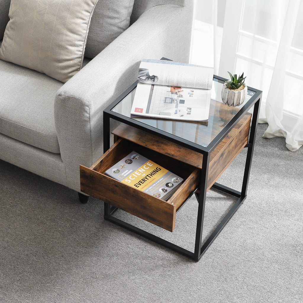 Industrie-Design Beistelltisch aus Glas